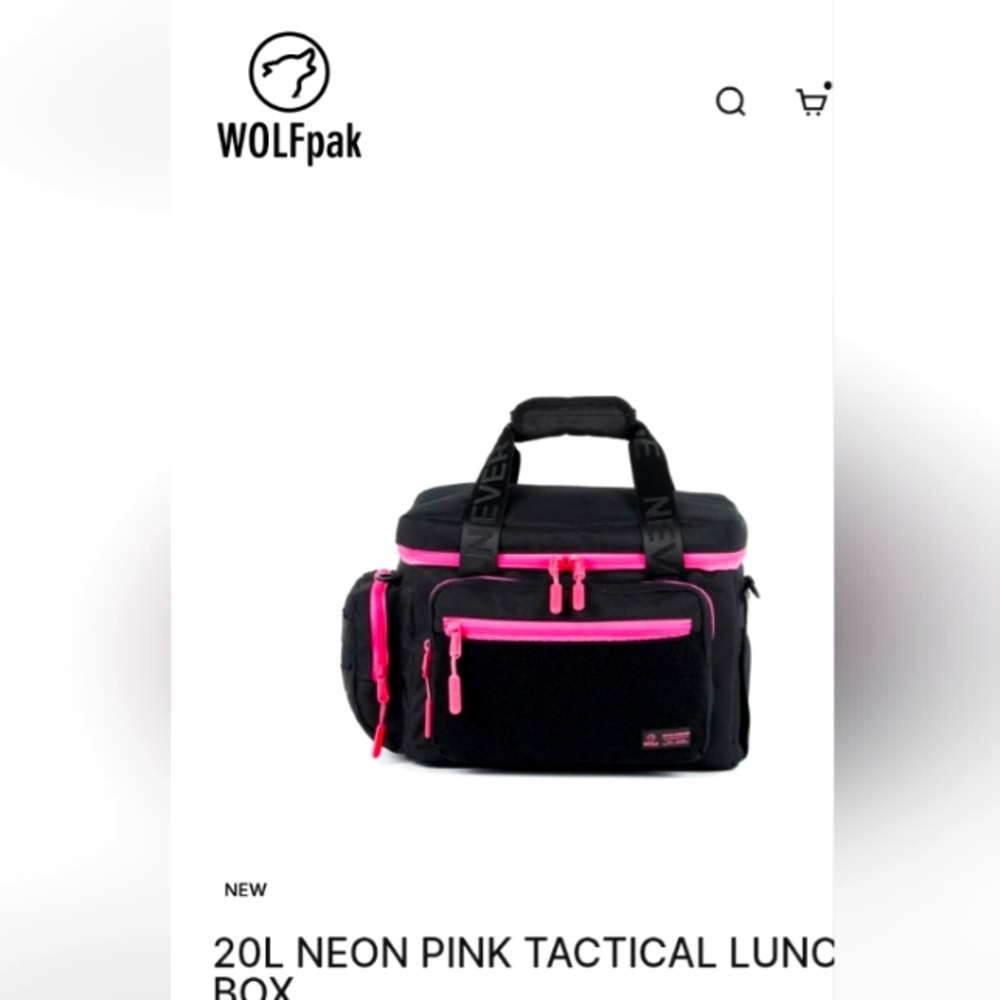 WOLF Black and Neon Pink Travel Bag
